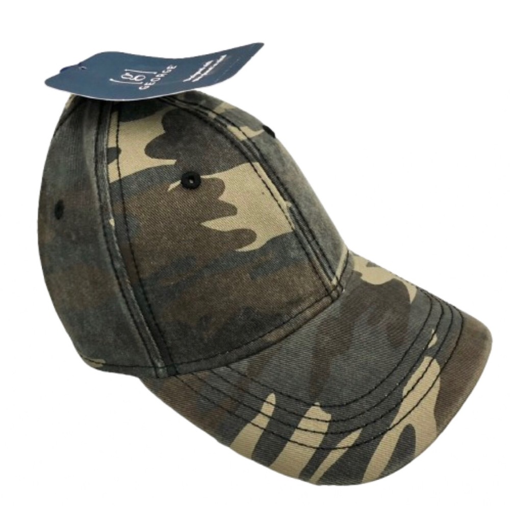 🎈$6🎈NEW GEORGE Camo Baseball Hat Green UNISEX Men's Size Adjustable